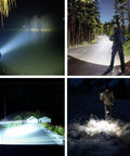 Rechargeable LED Flashlight 100000 Lumens Ultra Bright with Five Modes Waterproof Zoomable Beam lighting outdoor scenes.