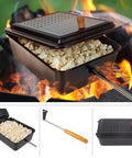 Campfire Popcorn Popper For Open Flame Cooking With Nonstick Finish And Extended Handle, A Must Have Camping Gear