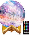 7.0 Inch Moon Lamp Night Light With 16 Color LED, 3D Printed Moon Surface on stand with remote control