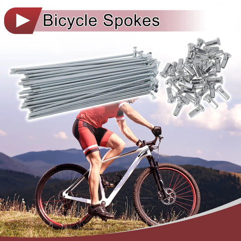 36 Piece 12G Bicycle Spokes Set, 127mm Length, 2.5mm Diameter, 45 Steel Galvanized Silver, used for MTB builds and repairs