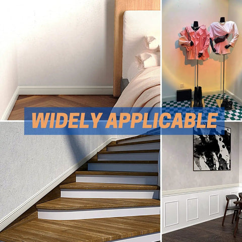 Creamy White Peel and Stick Baseboard Molding 4 Inch X 10 Feet Self Adhesive Vinyl Cove Base Rubber Trim on floors and stairs