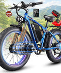 Huge 9000W Peak Dual Motor Electric Bike For Adults With Insane Speed Up To 47 Mph And Heavy Duty Build For Climbing Steep Slopes Like A Pro blue fat tire e-bike with dual motors and display