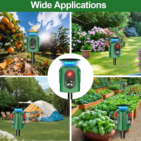 Animal Repeller Outdoor With PIR Sensor And Solar Power Cat And Deer Deterrent With 360 Degree Coverage For Garden Yard Farm Keeps Pests Out in garden use