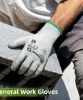 Six Pairs Heavy Duty Safety Work Gloves With ANSI Level 6 Abrasion Resistance And ANSI A2 Cut Resistant Grip worn by worker