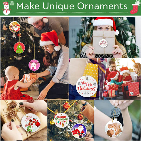 30 Pieces 3 Inch Round Sublimation Ornament Blanks For Christmas Tree Decor And DIY Crafts, double-sided ornaments on tree