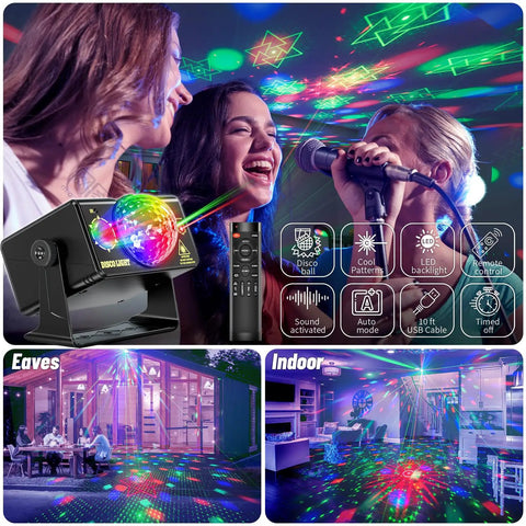 Party Lights Dj Disco Ball Light With RGB LED Stage Strobe Projector Sound Activated Remote Control For Parties Club Bar