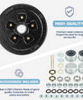 Trailer electric brake kit with 10in brake drum hub and 4.5-inch bolt circle; includes hardware for 3500lb axles