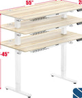 Electric Height Adjustable Standing Desk With Drawer And Memory Preset, Maple Finish, 55 by 28 Inches, height range 28 to 45 inches