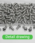 100 Pcs M6 X 10mm Button Head Socket Cap Bolts Made From Rust Busting 304 Stainless Steel in a clear container.