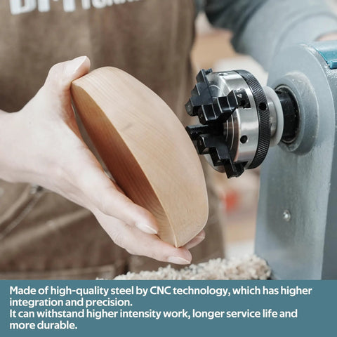 Straight Shooter 3 Inch Wood Lathe Chuck Featuring 4 Reversible Jaws With Self Centering Action for smooth woodturning work.
