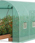 Walk In Greenhouse For Outdoor Use Heavy Duty Galvanized Steel Hoop House With PE Cover 8 Windows And Roll Up Door