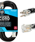Beefy 10 Gauge Extension Cord 100 Ft Weatherproof Outdoor Power Cable, 10 AWG SJTW 3 Prong Lighted Plug Neon Green package