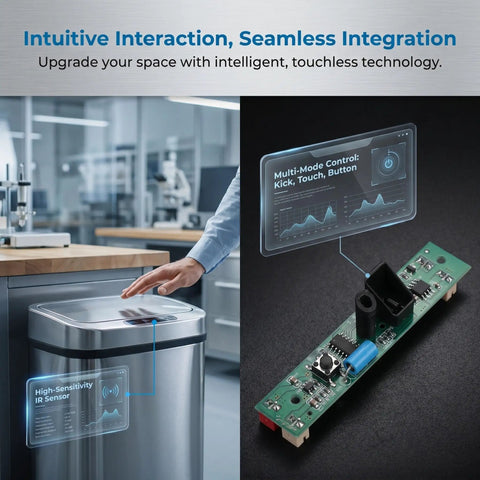 Smart Trash Can Sensor Board Replacement With Reliable Performance And Easy Install For Household And Kitchen Garbage Bins Plastic And Metal Circuit Board Parts For Touchless Waste Bin, sensor board and touchless trash can