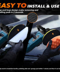 Powerful 1600W Buffer Polisher For Cars with detachable handle and interchangeable pads, demonstrating easy pad installation.