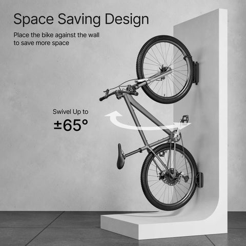 Four Pack Heavy Duty Bike Wall Mounts With Swivel Hangers, Holds Up To 77 Lbs Each, Indoor Garage Storage displaying swivel feature