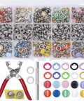 Snap Fasteners Tool Kit 800 Pieces In 200 Sets Hollow And Solid Metal Prong Snaps With Setting Tool in assorted colors