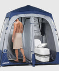 Dual-room pop up portable camping shower tent deluxe changing room privacy shelter two rooms with floor drain visible
