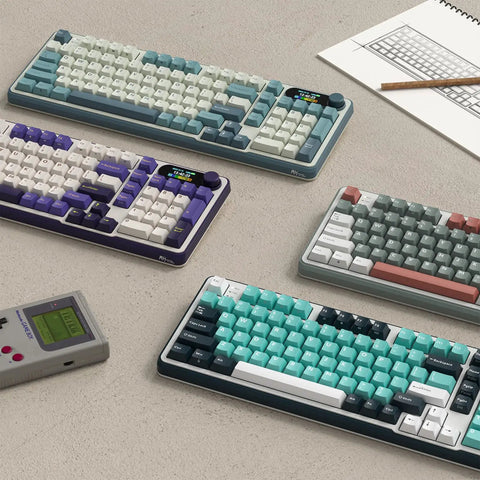 Slick Wireless Mechanical Keyboard With Integrated Smart Screen And Twist Knob For Rock Solid Triple Mode Connection And Total Fire Rgb Backlighting For Serious Gamers And Daily Hustlers Seeking A Clean Setup, showcasing multiple color variants and layout.