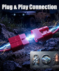 24 Foot 2 AWG Heavy Duty Winch Cable With Quick Disconnect For ATV UTV Truck And Trailer, Low Voltage Drop, Reliable Power For Off Road Recovery And Towing, 22Ft Plus 2Ft Configuration. Plug and play red quick-disconnect winch cable on rocky trail