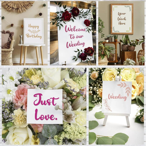 Go To Calligraphy Stencil Kit With 50 Pieces Large 4 Inch And Small 2 Inch Alphabet Stencils examples on floral and wedding signs