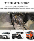 35 Piece Brake Line Fittings Kit For 1 Quarter And 3 Sixteenth Inch Lines With Inverted Flare Nuts showing kit in use under car pedal