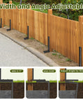 Fence Post Repair Kit For Wood Posts, Heavy Duty Steel Ground Spike With Adjustable Angle, Rust Resistant shown installed on fence