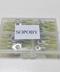 Pro Grade Heat Shrink Wire Connectors Kit With Tinned Red Copper Waterproof Crimp Terminals in plastic case