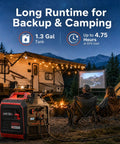 Gas Powered Portable Inverter Generator 3800W Quiet Run With CO Sensor by a campsite, trailer, and projection setup