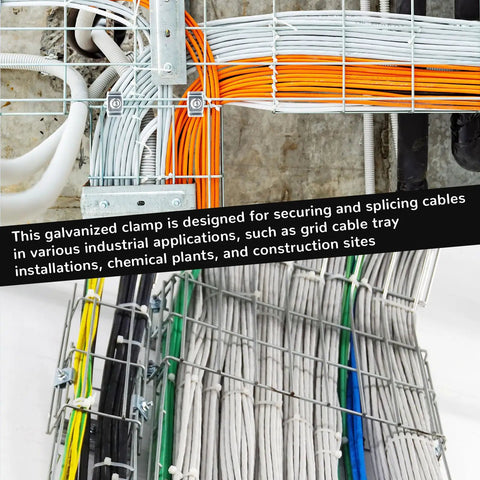 Cable trays with 64 Pack Grid Panel Connector Kit For 4mm To 6mm Wire Shelving And Mesh Cable Trays Includes Splice Clamps