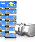 Top Shelf 20 Pack Lr44 Ag13 357 303 Sr44 1.5V Button Coin Cell Batteries for Digital Calipers Smart Watches Remote Controls Gadgets That Need Serious Oomph to Stay Alive All Day with silver battery design on blue blister pack.