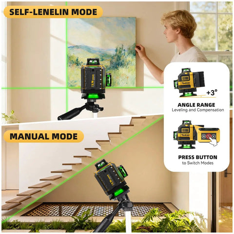 16 Lines Laser Level With Tripod 360 Degree Cross Line Laser 4D Green Laser Level 4x360 Self Leveling Tool for indoor projects