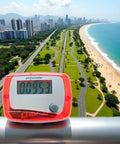 Red Portable Mini Digital LCD Pedometer That Tracks Steps Distance Calories Burned Exercise Time And Daily Target With Accurate Sensor Tech For Walking Running And Fitness On The Go, red clip-on display