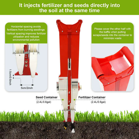 Adjustable Handheld Garden Seeder for Corn Peanuts and Soybeans with double cylinder seed and fertilizer delivery manual planter