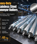 Beefy Stainless Steel Conveyor Roller For Table Saw Outfeed And Workbench Support, Smooth Rolling Bearings For Woodworking, Material Loading And Transfer, 25mm/1in Dia By 15.7in/400mm, stainless roller set