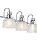 Dope Chrome 3 Light LED Bathroom Vanity Wall Sconce With Clear Glass Bell Shades ETL Listed Includes LED Bulbs mounted on wall