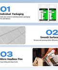 Pro Quality 23 Gauge Pin Nails 1 3/8 Inch Galvanized Micro Headless Pins Fits All Standard Nailers packaged for safe delivery.