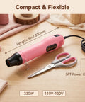 Compact Mini Heat Gun With Dual 482℉/662℉ Settings, Quick-Heat Hot Air Tool, 5-Foot Cord, Overload Protection, Dope For DIY Crafts