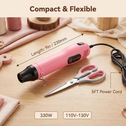 Compact Mini Heat Gun With Dual 482℉/662℉ Settings, Quick-Heat Hot Air Tool, 5-Foot Cord, Overload Protection, Dope For DIY Crafts