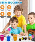 Kids using Crystal Growing Kit For Kids 8 To 12 Fast 24 Hour Science Lab Toys Set For STEM Learning shown on table