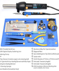All In One Portable Soldering And Hot Air Rework Kit With PID Temperature Control 65W Soldering Iron set on blue mat