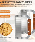 Front view: Zfegto crinkle cutter set of 2 with wooden handles and stainless steel blades for potatoes and vegetables.
