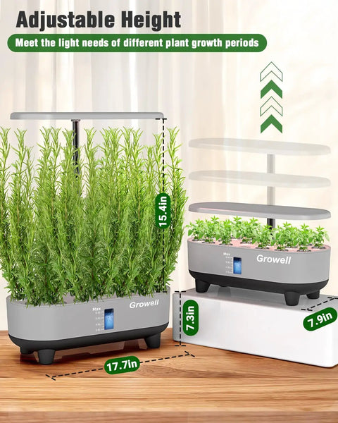 16 Pod Hydroponics Growing System Kit with 28W LED light adjustable height for 8L indoor herb garden