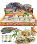 Interactive Dinosaur Eggs Dig Kit Hands On With 12 Pieces Dino Excavation Bricks displayed with dinosaurs and tools