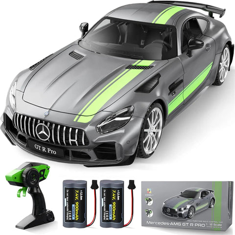 Mercedes Benz GT R Pro 1/12 Scale RC Car Official Licensed Drift Vehicle With Realistic Body, 2 Rechargeable 900mAh Batteries