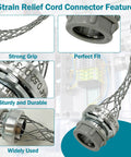 Tough As Nails Steel Strain Relief Cord Connector For Three Quarter Inch Electrical Wiring Jobs featuring strong grip and durable design.