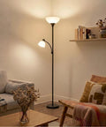 Sky Dome Plus LED Floor Lamp Torchiere With Reading Arm Two LED Bulbs Deliver 3000K Warm White Super Bright Ambient Mood Lighting