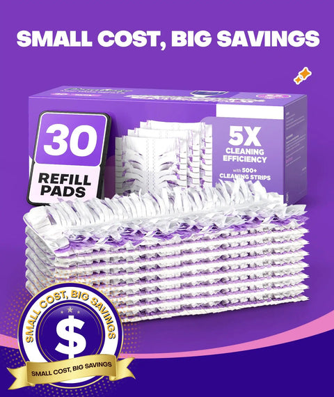 Power Mop Refills With 500 Plus Strips For Deep Clean Across Hardwood Tile And More, 30 Count Disposable Mop Pads To Replace Your Mop Fast, Grabs Dust Hair And Grime Like A Magnet For Quick Floor Cleaning. 30 refill pads box