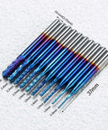 Genmitsu nano blue-coated end mill set, 10 pieces, 0.8–3 mm sizes, 1/8in shank