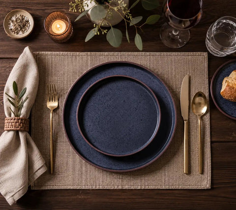 Top Tier Real Deal 12 Piece Stoneware Dinnerware Set With Sleek Matte Finish Includes Four Dinner Plates Salad Dishes And Cereal Bowls Lead Free Game Changer Kitchen Essentials on elegant table setting.