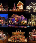 Houses lit with 360 Degree LED Neon Rope Light Pink 65.6ft Waterproof Neon Strip With Remote Dimming for outdoor decor